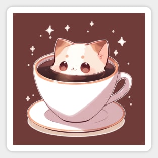 Cute Coffee Cat Cup Magnet